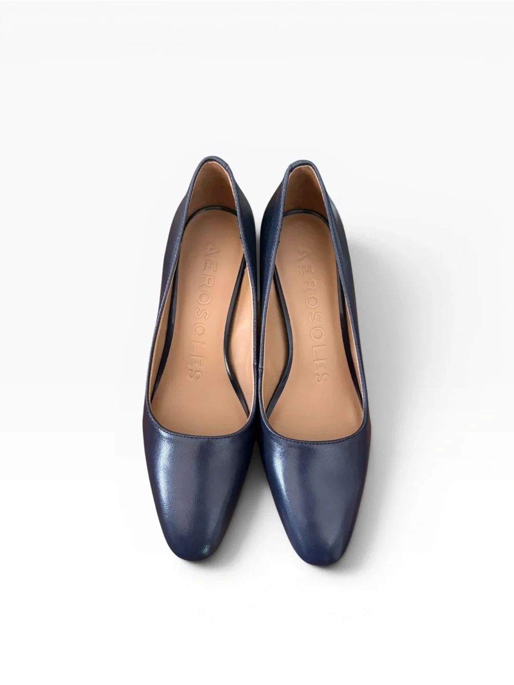 Aerosoles Minetta Navy Leather Block Heel Pump Office Wear Sz 7